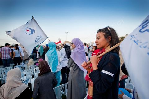 Meeting de cloture du parti Ennahdha à Ben Arous dans le stade de foot en présence du président Rached Ghannouchi
