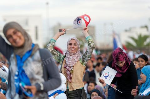 Meeting de cloture du parti Ennahdha à Ben Arous dans le stade de foot en présence du président Rached Ghannouchi