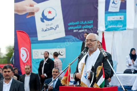 Discours de Rached Ghannouchi au Meeting de cloture du parti Ennahdha à Ben Arous dans le stade de foot en présence du président Rached Ghannouchi