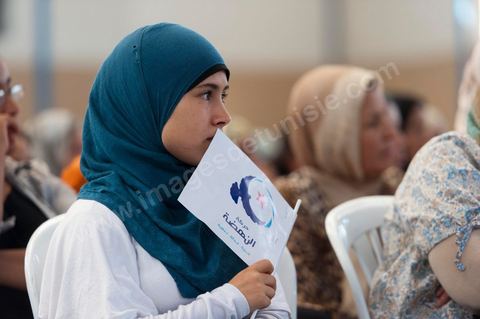 October 8: Ennahdha neighborhood rally at the Megrine gymnasium during the first week of the election campaign for the Constituent Assembly. Presentation of the Ben Arous candidate list. 