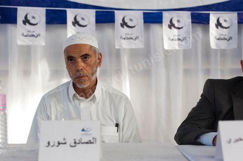 October 8: Sadok Chourou at an Ennahdha neighborhood rally at the Megrine gymnasium during the first week of the election campaign for the Constituent Assembly. Presentation of the Ben Arous candidate list. 