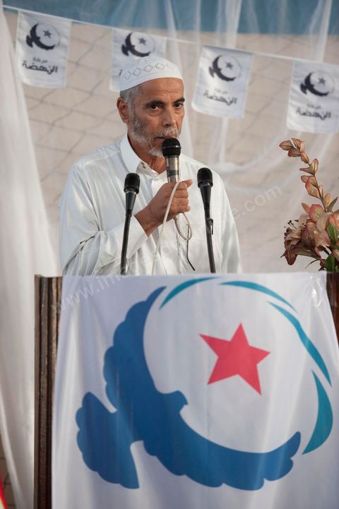 October 8: Sadok Chourou at an Ennahdha neighborhood rally at the Megrine gymnasium during the first week of the election campaign for the Constituent Assembly. Presentation of the Ben Arous candidate list. 