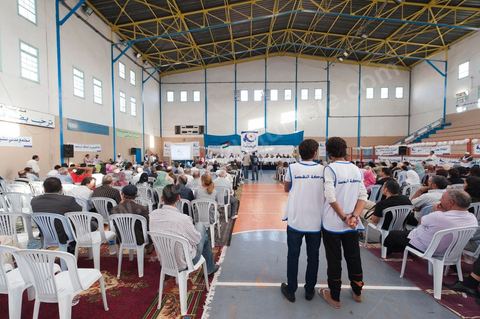 October 8: Ennahdha neighborhood rally at the Megrine gymnasium during the first week of the election campaign for the Constituent Assembly. Presentation of the Ben Arous candidate list. 