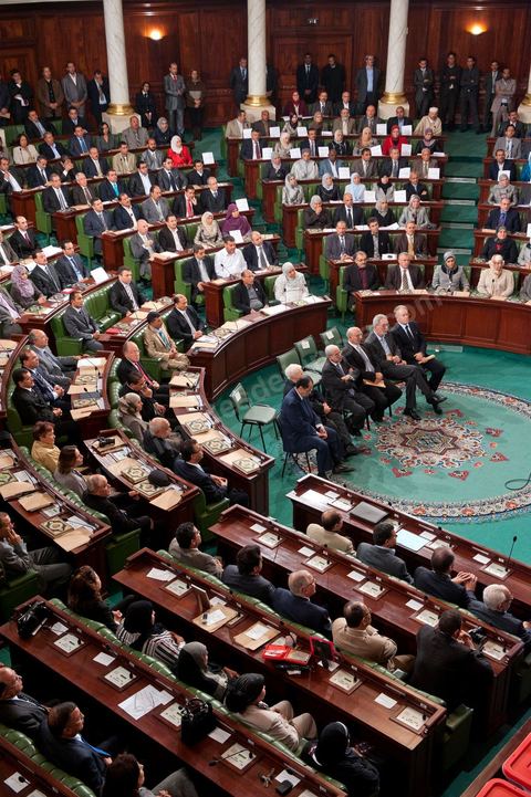 November 22, 2011: First meeting of the Constituent Assembly elected on October 23, with the first session attended by the 217 elected deputies, members of Beji Caïd Essebsi’s outgoing government, and the outgoing President of the Republic, Mr. Foued Mbazaa. 