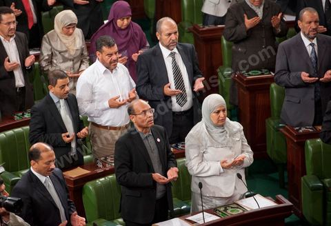 November 22, 2011: First meeting of the Constituent Assembly elected on October 23, with the first session attended by the 217 elected deputies, members of the outgoing government led by Beji Caïd Essebsi, and the outgoing President of the Republic, Mr. Foued Mbazaa. Below: Moncef Marzouji, the future President of the Republic