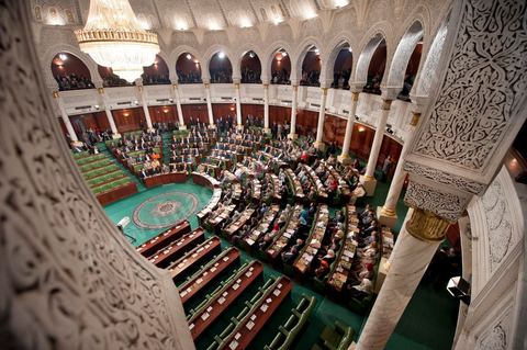 November 22, 2011: First meeting of the Constituent Assembly elected on October 23; during the second session, the only attendees were the elected representatives, with Mr. Hamadi Jebali, the future prime minister, and Moncef Marzouki, the future president of the Republic, seated side by side in the front row.