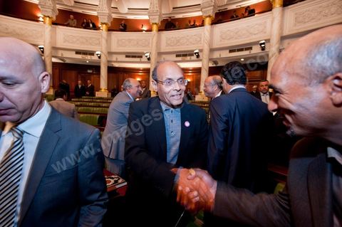 22 novembre 2011 : Arrivée de Moncef Marzouki pour la Première réunion de l'assemblée constituante élue le 23 octobre avce en 1ère séance la présence des 217 députés élus, les membres du gouvernement de Beji CaÎd Essebsi sortant et le Président la République sortant M. Foued Mbazaa. 