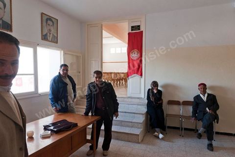 la salle de réunion des syndicalistes au siège de l'UGTT, Union générale des Travailleurs Tunisiens, de Sidi Bouzid