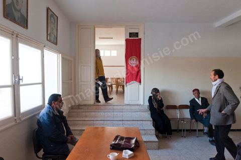la salle de réunion des syndicalistes au siège de l'UGTT, Union générale des Travailleurs Tunisiens, de Sidi Bouzid