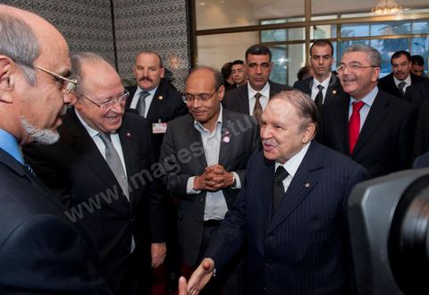 14 janvier 2012 : La Troika des présidents tunisiens, République, Assemblée et Gouvernement, accueille le Président de la République Tunisie M. Bouteflika au Palais des congrèspour la commémoration à Tunis du premier anniversaire de la Révolution tunisienne, le 14 janvier étant la date de la fuite de l'ex Président vers l'Arabie Saoudide. 
