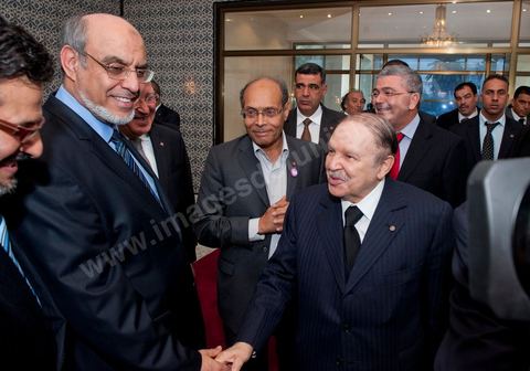 14 janvier 2012 : La Troika des présidents tunisiens, République, Assemblée et Gouvernement, accueille le Président de la République Tunisie M. Bouteflika au Palais des congrèspour la commémoration à Tunis du premier anniversaire de la Révolution tunisienne, le 14 janvier étant la date de la fuite de l'ex Président vers l'Arabie Saoudide. 