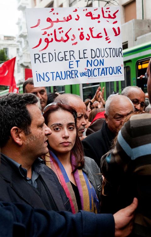 28 janvier : à Tunis près de 10 000 manifestations se sont réunis à l'appel de la société civile et dela nouvelle coalition politique et d'opposition pour une marche pacifique contre la violence, pour les libertés d'expression et pour défendre et promouvoir les valeurs démocratiques de la Révolution. La contre manifestation classique des militants d'Ennahdha est restée quasi inaperçue face à la masse inportante des manifestants pour "défendre les libertés individeuelles et publiques " et protester contre " la violence et l'extrémisme religieux".