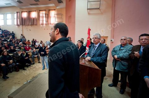 March 14, 2012, at the University of Manouba, on the eve of the elections for student representatives to the academic committees, Dean Habib Kazdaghli organized a ceremony in one of the lecture halls in honor of the young student Khaoula Rachidi, who intervened when a Salafist attempted to remove the Tunisian flag last week. 