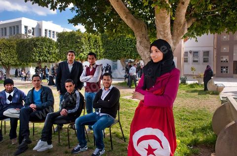 March 14, 2012, at the University of Manouba, on the eve of the elections for student representatives to the academic committees, Dean Habib Kazdaghli organized a ceremony in one of the lecture halls in honor of the young student Khaoula Rachidi, who intervened when a Salafist attempted to remove the Tunisian flag last week. 