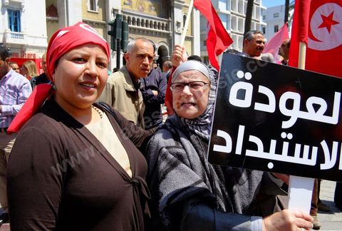 May 1, 2012, on Habib Bourguiba Avenue: a demonstration by Tunisian union members and workers on the avenue to celebrate Labor Day.