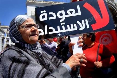 May 1, 2012, on Habib Bourguiba Avenue: a demonstration by Tunisian union members and workers on the avenue to celebrate Labor Day.