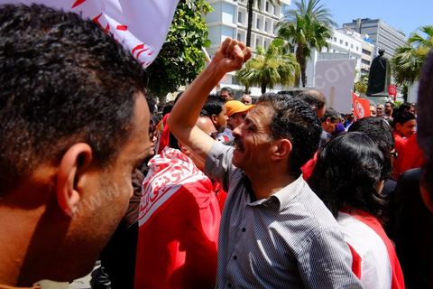 May 1, 2012, on Habib Bourguiba Avenue: a demonstration by Tunisian union members and workers on the avenue to celebrate Labor Day.