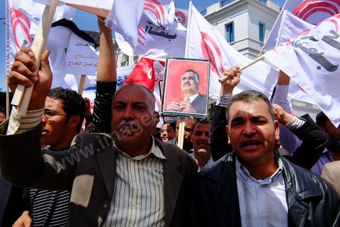 May 1, 2012, on Habib Bourguiba Avenue: a demonstration by Tunisian union members and workers on the avenue to celebrate Labor Day.