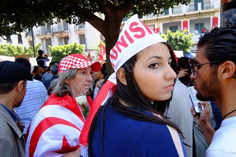 May 1, 2012, on Habib Bourguiba Avenue: a demonstration by Tunisian union members and workers on the avenue to celebrate Labor Day.