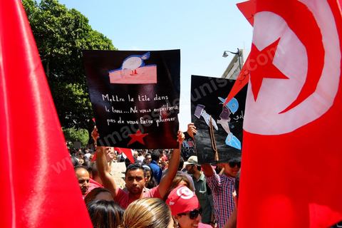 May 1, 2012, on Habib Bourguiba Avenue: a demonstration by Tunisian union members and workers on the avenue to celebrate Labor Day.