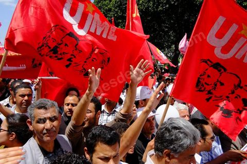 May 1, 2012, on Habib Bourguiba Avenue: a demonstration by Tunisian union members and workers on the avenue to celebrate Labor Day.
