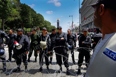 May 1, 2012, on Habib Bourguiba Avenue: a demonstration by Tunisian union members and workers on the avenue to celebrate Labor Day.