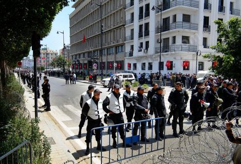 May 1, 2012, on Habib Bourguiba Avenue: a demonstration by Tunisian union members and workers on the avenue to celebrate Labor Day.