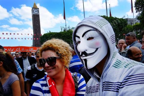 May 1, 2012, on Habib Bourguiba Avenue: a demonstration by Tunisian union members and workers on the avenue to celebrate Labor Day.