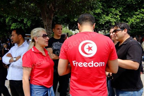 May 1, 2012, on Habib Bourguiba Avenue: a demonstration by Tunisian union members and workers on the avenue to celebrate Labor Day.