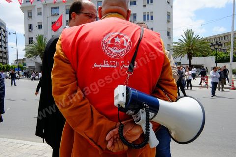 May 1, 2012, on Habib Bourguiba Avenue: a demonstration by Tunisian union members and workers on the avenue to celebrate Labor Day.