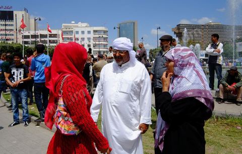 May 1, 2012, on Habib Bourguiba Avenue: a demonstration by Tunisian union members and workers on the avenue to celebrate Labor Day.