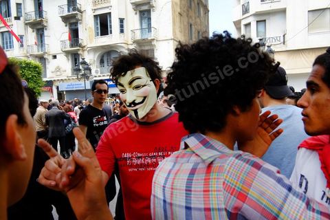 May 1, 2012, on Habib Bourguiba Avenue: a demonstration by Tunisian union members and workers on the avenue to celebrate Labor Day.