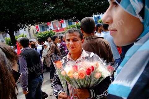 May 1, 2012, on Habib Bourguiba Avenue: a demonstration by Tunisian union members and workers on the avenue to celebrate Labor Day.