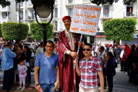May 1, 2012, on Habib Bourguiba Avenue: a demonstration by Tunisian union members and workers on the avenue to celebrate Labor Day.
