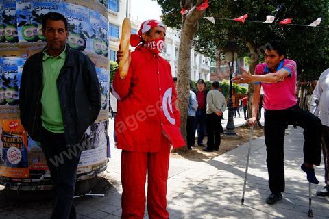 May 1, 2012, on Habib Bourguiba Avenue: a demonstration by Tunisian union members and workers on the avenue to celebrate Labor Day.