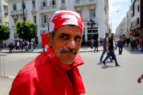 May 1, 2012, on Habib Bourguiba Avenue: a demonstration by Tunisian union members and workers on the avenue to celebrate Labor Day.