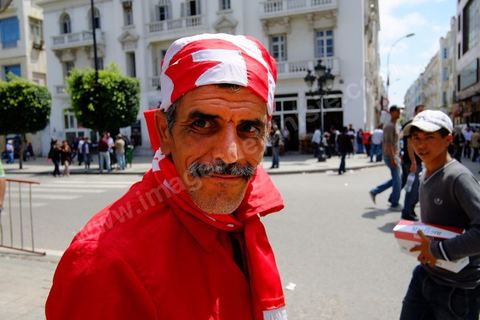 May 1, 2012, on Habib Bourguiba Avenue: a demonstration by Tunisian union members and workers on the avenue to celebrate Labor Day.