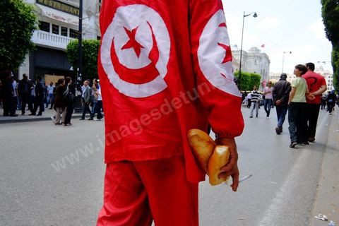 May 1, 2012, on Habib Bourguiba Avenue: a demonstration by Tunisian union members and workers on the avenue to celebrate Labor Day.