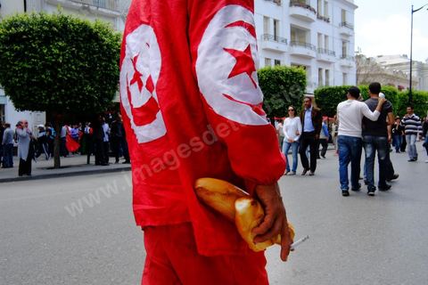 May 1, 2012, on Habib Bourguiba Avenue: a demonstration by Tunisian union members and workers on the avenue to celebrate Labor Day.