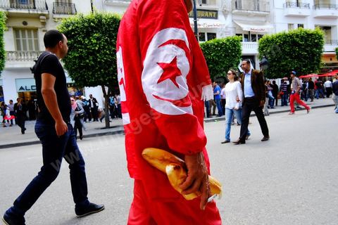 May 1, 2012, on Habib Bourguiba Avenue: a demonstration by Tunisian union members and workers on the avenue to celebrate Labor Day.