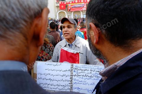 May 1, 2012, on Habib Bourguiba Avenue: a demonstration by Tunisian union members and workers on the avenue to celebrate Labor Day.
