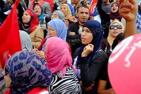 May 1, 2012, on Habib Bourguiba Avenue: a demonstration by Tunisian union members and workers on the avenue to celebrate Labor Day.