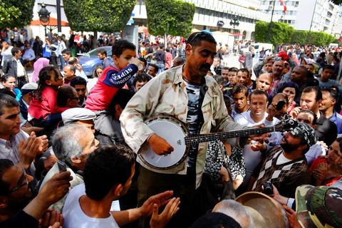May 1, 2012, on Habib Bourguiba Avenue: a demonstration by Tunisian union members and workers on the avenue to celebrate Labor Day.