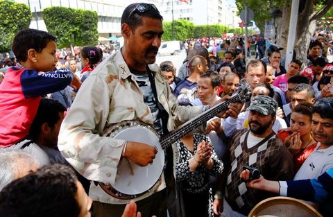 May 1, 2012, on Habib Bourguiba Avenue: a demonstration by Tunisian union members and workers on the avenue to celebrate Labor Day.