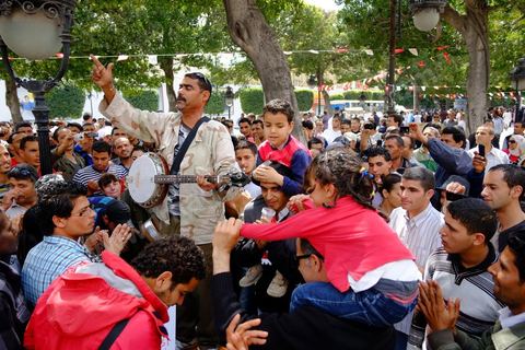 May 1, 2012, on Habib Bourguiba Avenue: a demonstration by Tunisian union members and workers on the avenue to celebrate Labor Day.