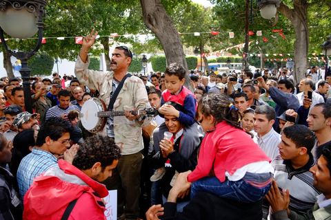 May 1, 2012, on Habib Bourguiba Avenue: a demonstration by Tunisian union members and workers on the avenue to celebrate Labor Day.