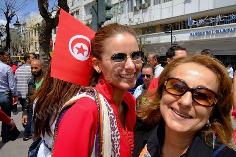 May 1, 2012, on Habib Bourguiba Avenue: a demonstration by Tunisian union members and workers on the avenue to celebrate Labor Day.