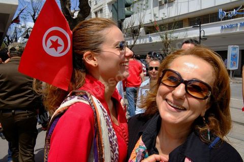 May 1, 2012, on Habib Bourguiba Avenue: a demonstration by Tunisian union members and workers on the avenue to celebrate Labor Day.