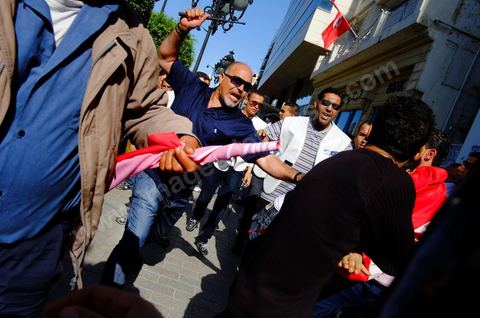 May 1, 2012, on Habib Bourguiba Avenue: a demonstration by Tunisian union members and workers on the avenue to celebrate Labor Day.