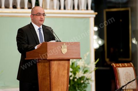 3 mai 2012, allocution de EYNULLA FATULLAYEV au palais présidentiel de Carthage, cérémonie offcielle de remise du prix mondial UNESCO/Guillermo Cano de la liberté de la presse 2012 à EYNULLA FATULLAYEV. prix remis par la Directrice générale de l'UNESCO Mme Irina Bokova, en présence de M. Moncef Marzouki président de la Tunisie.